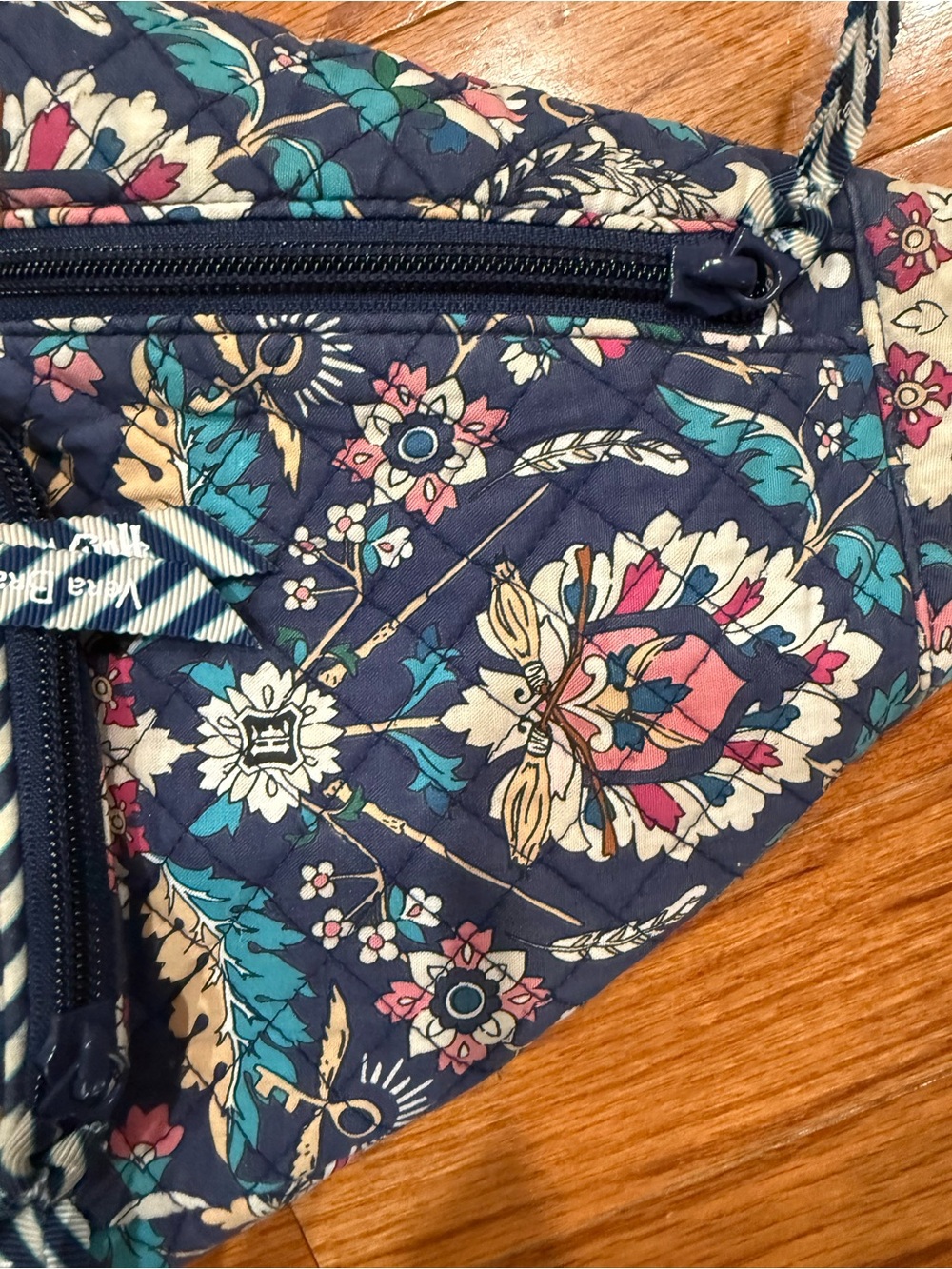 Vera Bradley Navy Floral Quilted Crossbody Sling Bag - Picture 6 of 15